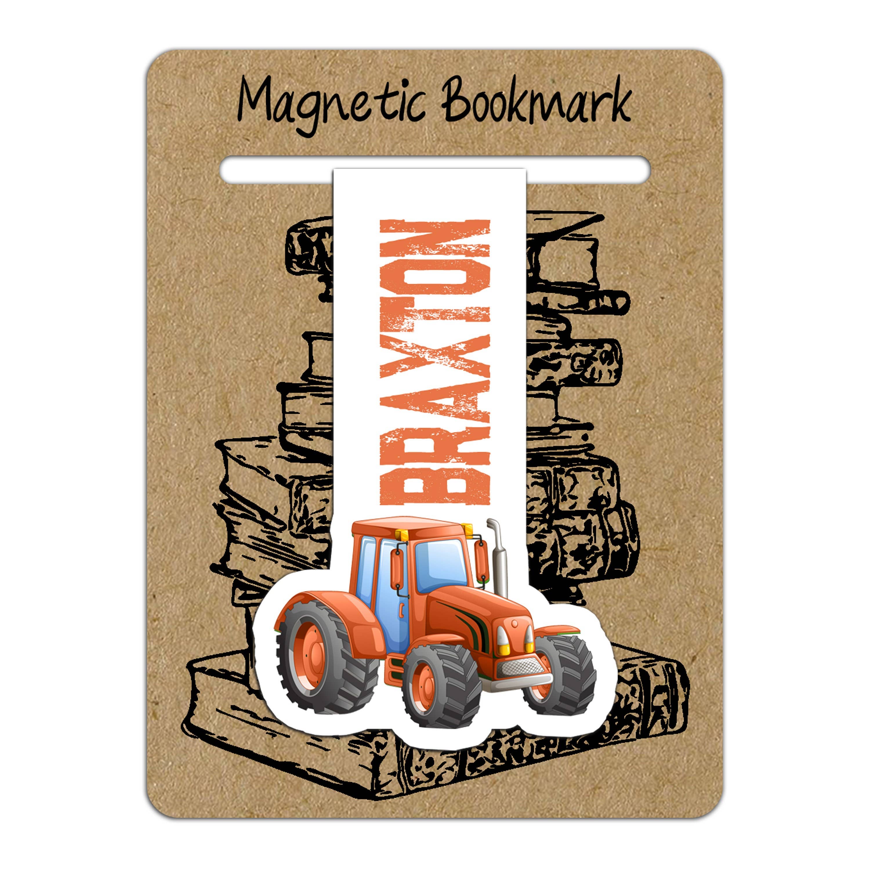 Swanky Bazaar – Großhandel Lesezeichen – Personalisiertes orangefarbenes magnetisches Traktor-Lesezeichen0