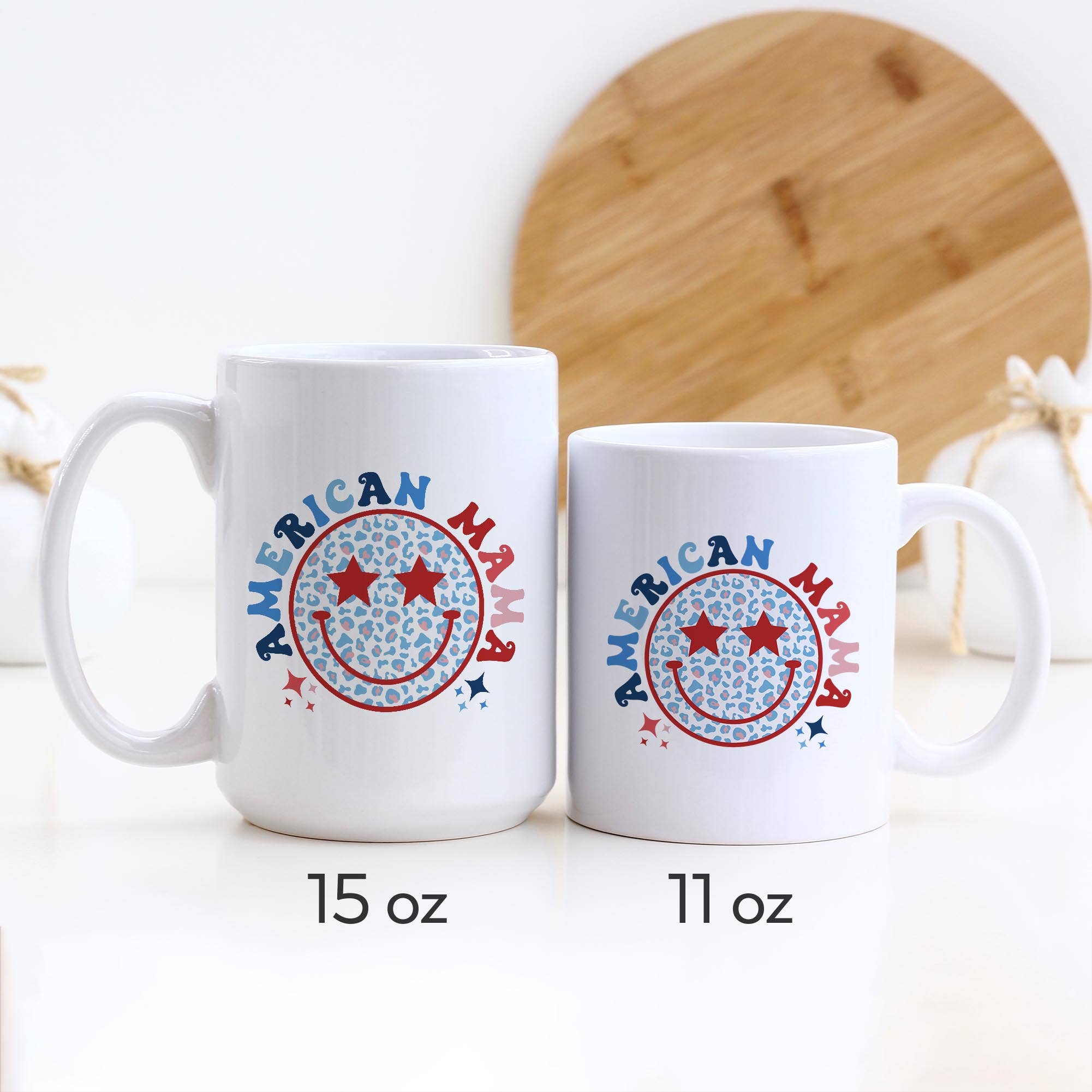 Heart & Willow Prints - Wholesale Coffee mug - American Mama Mug, Patriotic Mug, Retro, Smiley Face (Copy)1