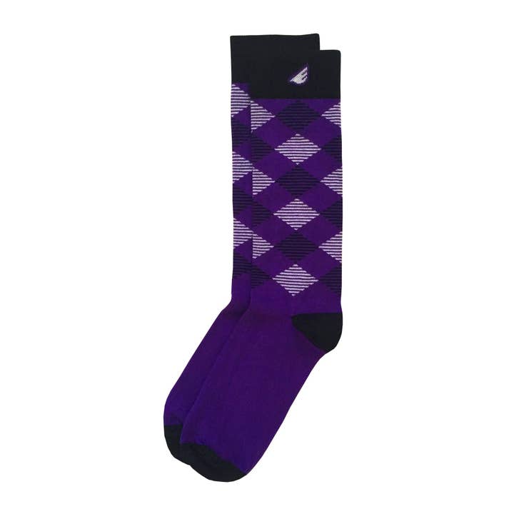 Scotsman - Violett, Schwarz & Weiß. In Amerika gemachtes Kleid/lässige Argyle-Socken für den Großhandel von Boldfoot Socks