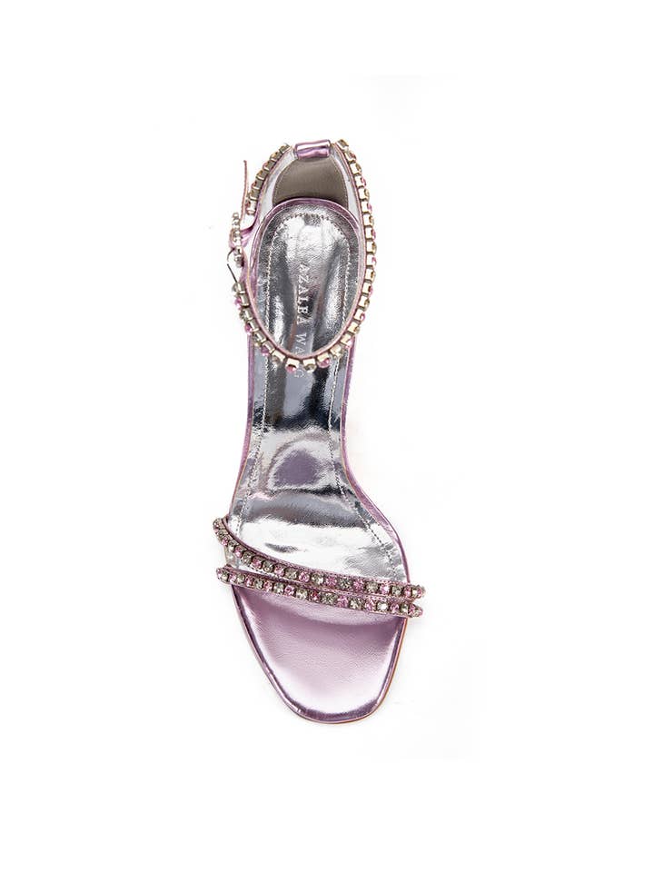 Azalea Wang - Wholesale High Heels - Women's - JASIME-PINK STILETTO SANDAL W/ CHANDELIER CRYSTAL HEELS