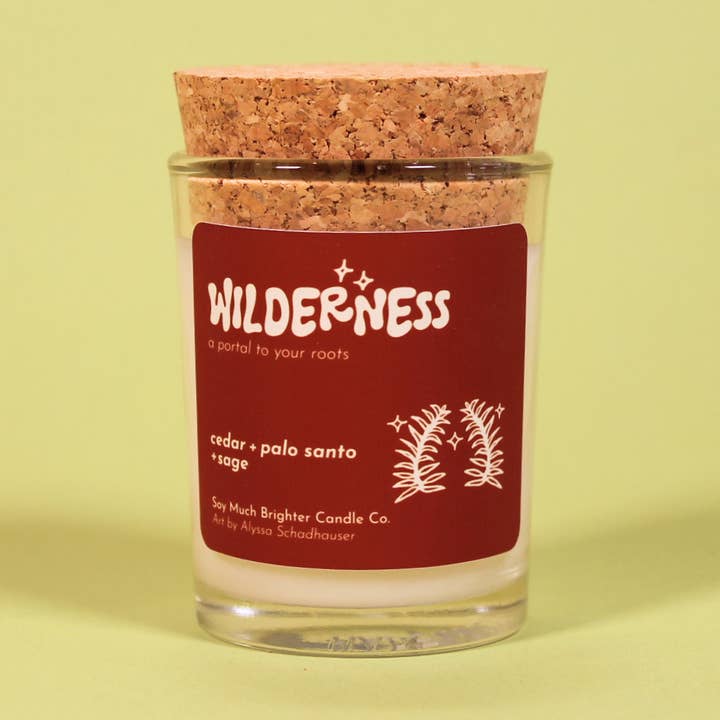 Wilderness: a portal to your roots // The Portal Collection // 2oz votive for wholesale by Soy Much Brighter Candle Co.