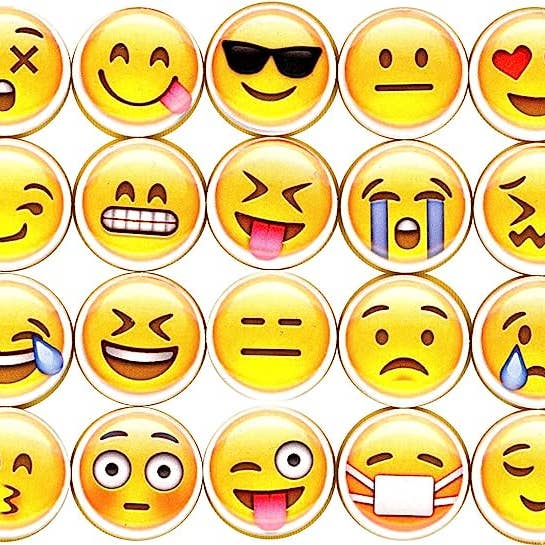 Pinbax Express - Wholesale Lapel Pin/Button - Emoji 20 1" inch (25mm) pins smiley face stocking stuffer