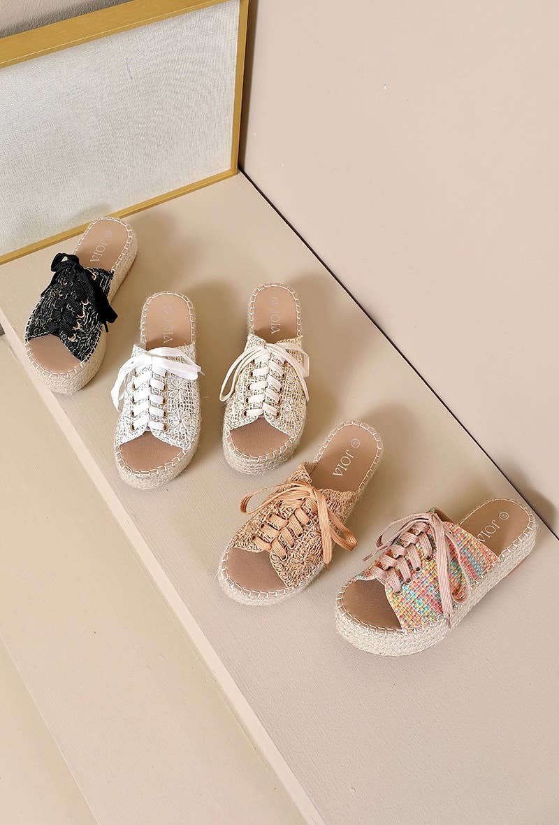 Joia Paris - Wholesale Sandals - Women's - Lace-up woven platform espadrille sandals H8-8867