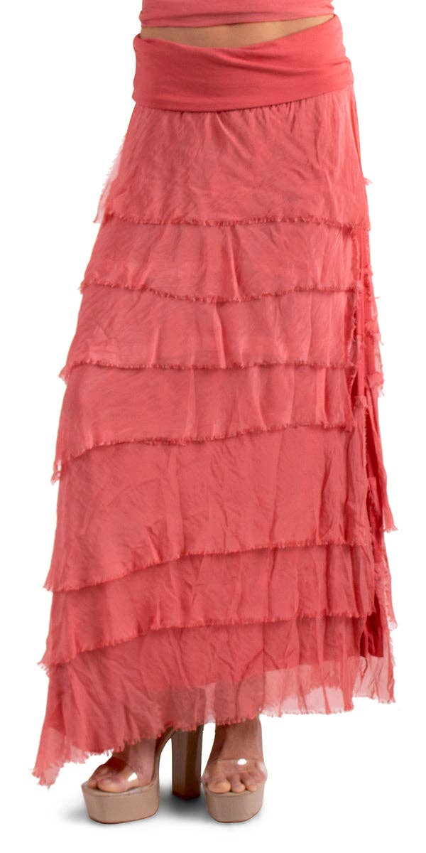 Gigi Moda - Vente Jupe – femme - Jupe volantée longue en soie44