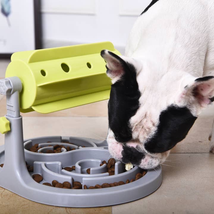 Green Grey Pet Life ® 'Roto Paw' IQ Training Rotating Slow Dog Feeder for wholesale on Faire2