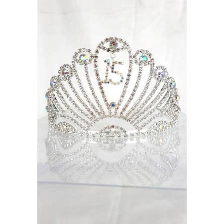 Chicas – wholesale Tiara – Women’s – Jeweled Quinceanera Tiara With Hanging 15 Piece HT908