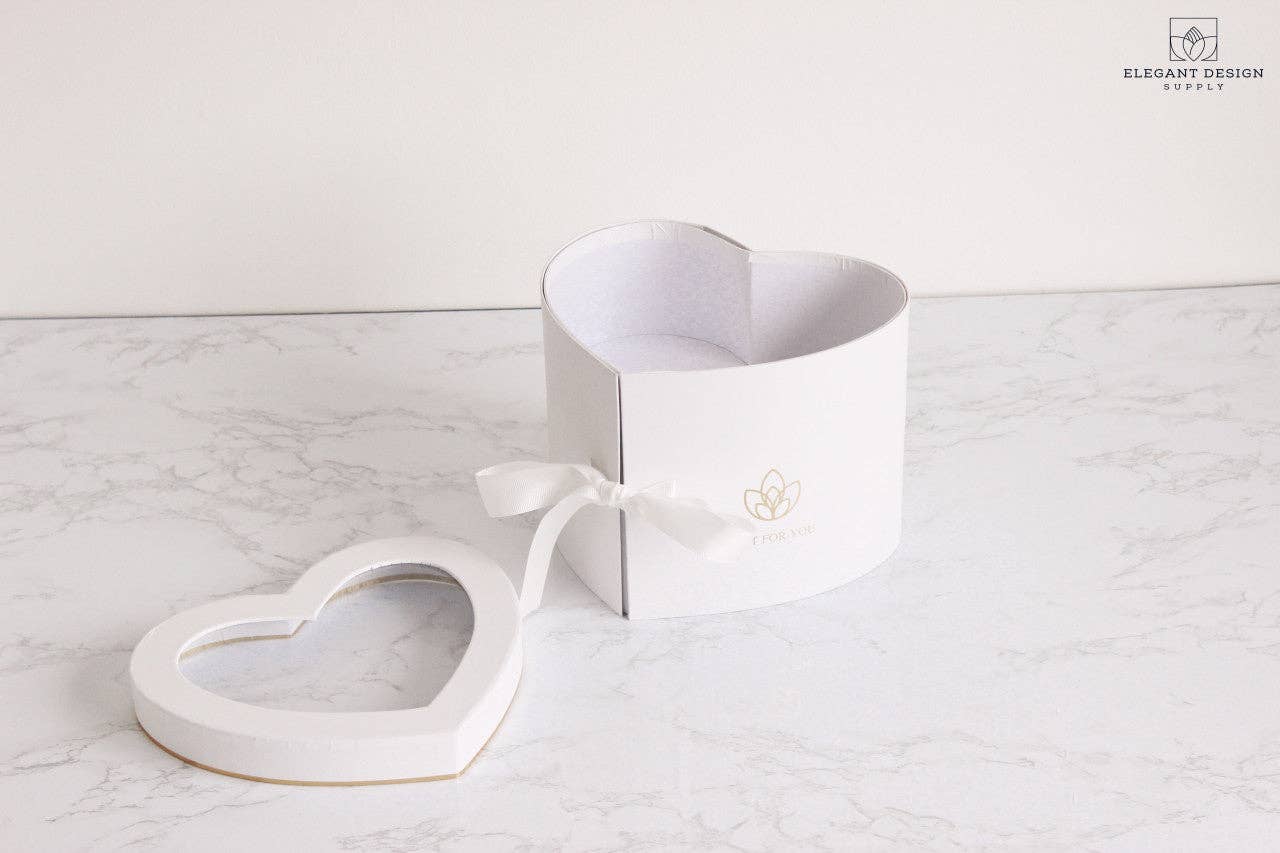 Elegant Design Supply - Vente Coffrets cadeaux - Boîte à fleurs cœur à deux étages avec couvercle transparent8