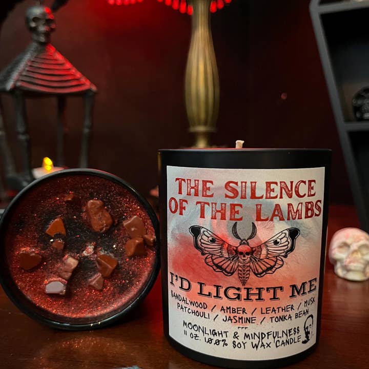 Moonlight & Mindfulness - Wholesale Jar/Filled Candle - Horror Movie Crystal Candles, 100% Soy Wax, Spooky Decor2