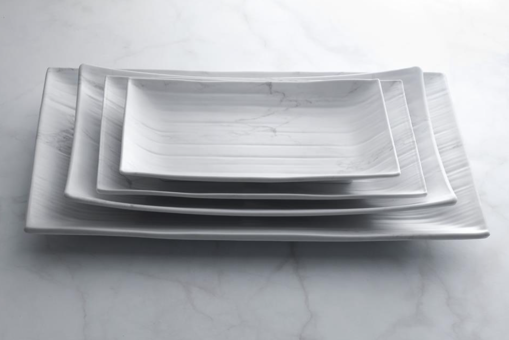 LeadingWare - Wholesale Dinner Plate - Gourmet Marble Blanc Melamine Rectangular Plate5
