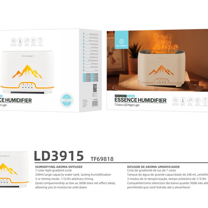 TECHANCY - Wholesale Electronic Diffuser - TECHANCY Essential Oil Diffusers, Flame Air Diffuser 240ML4