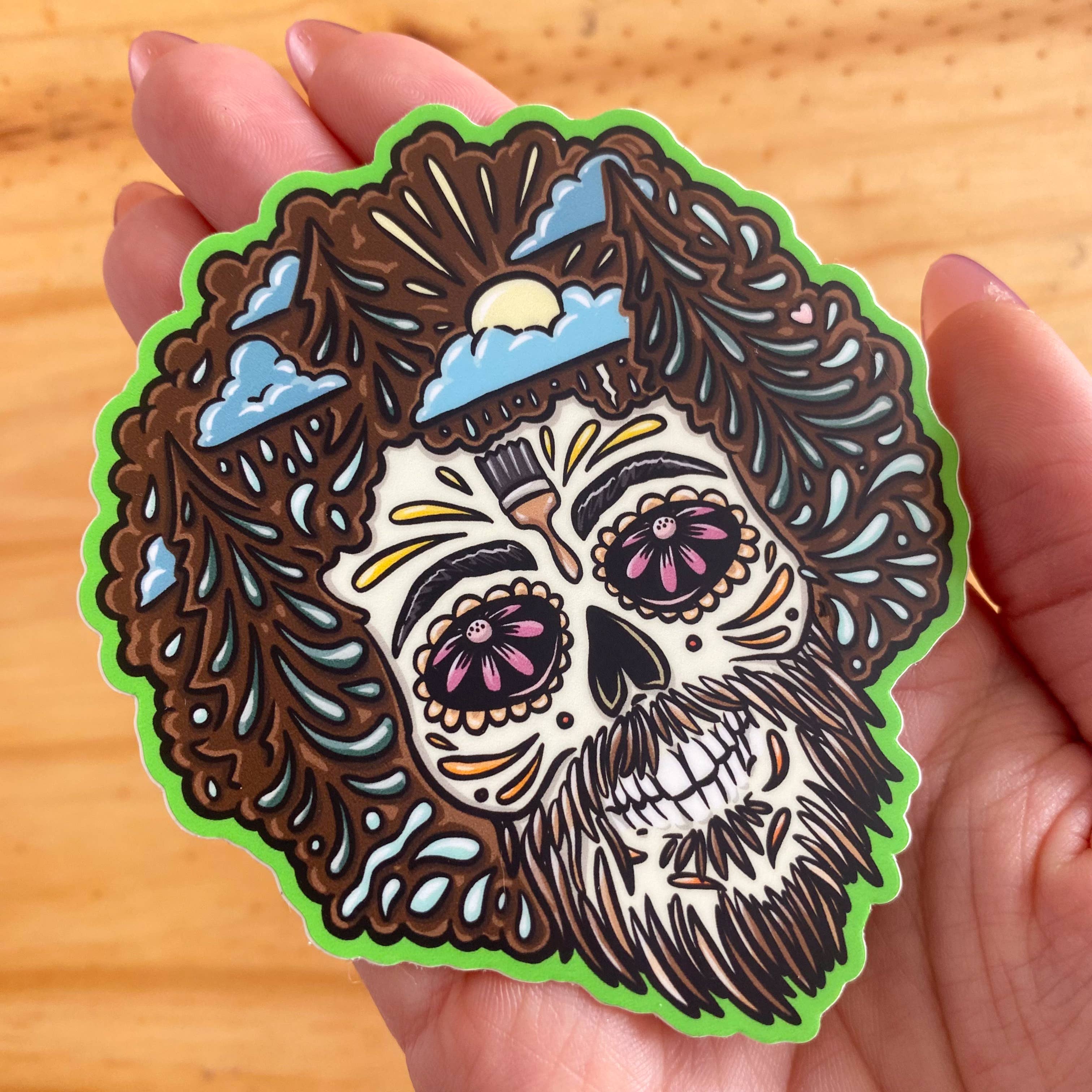 The Paint Sesh - Wholesale Sticker - Bob Ross Sticker | Famous Artist Decal | Day of the Dead4