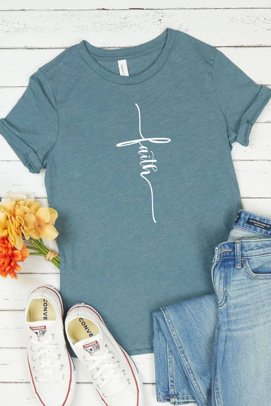 Bella Me – wholesale Screen printed t-shirt – Women′s – Faith Cross Graphic Tee2