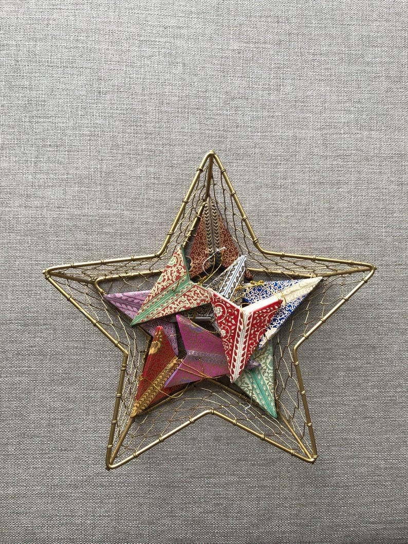Bombay Paper - Wholesale Ornament Set - Star Ornaments - Set of 3 Handmade Paper Xmas Tree Ornaments5