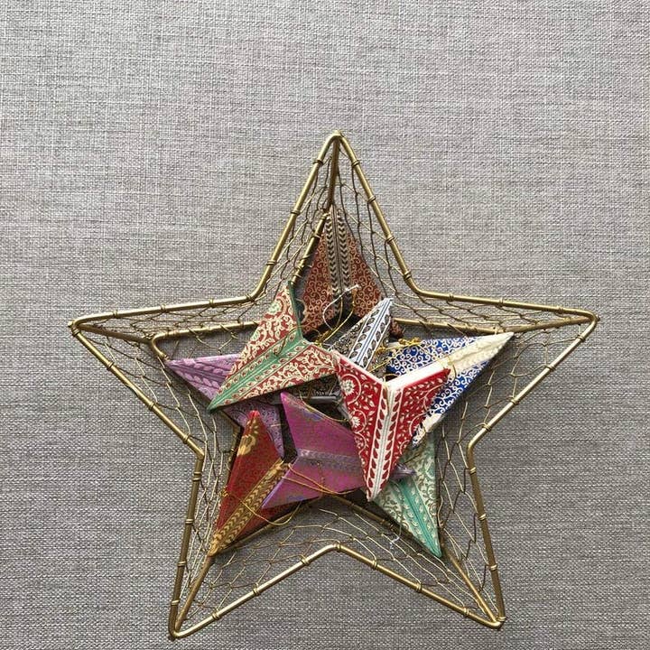 Bombay Paper - Wholesale Ornament Set - Star Ornaments - Set of 3 Handmade Paper Xmas Tree Ornaments5