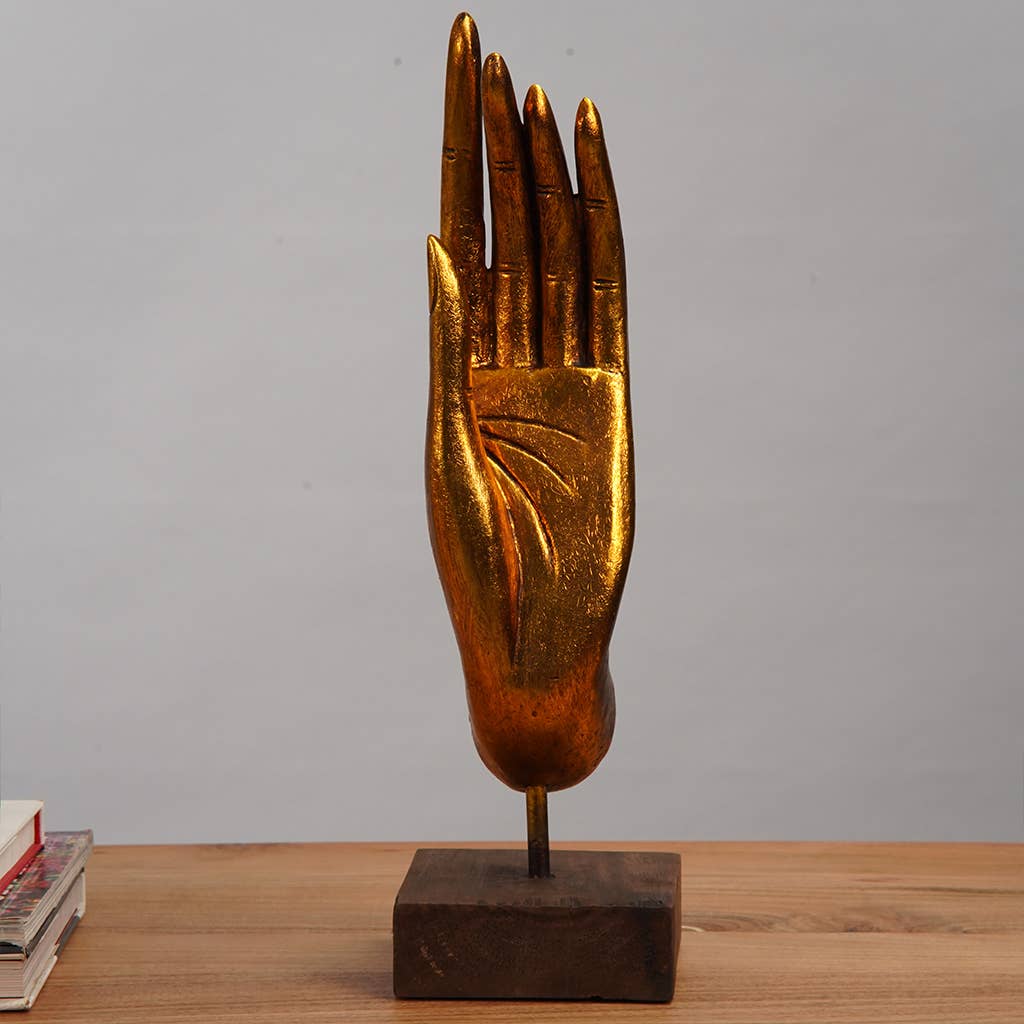 Handmade Eco-Friendly Gold And Wooden Base Sculpture for wholesale on Faire2