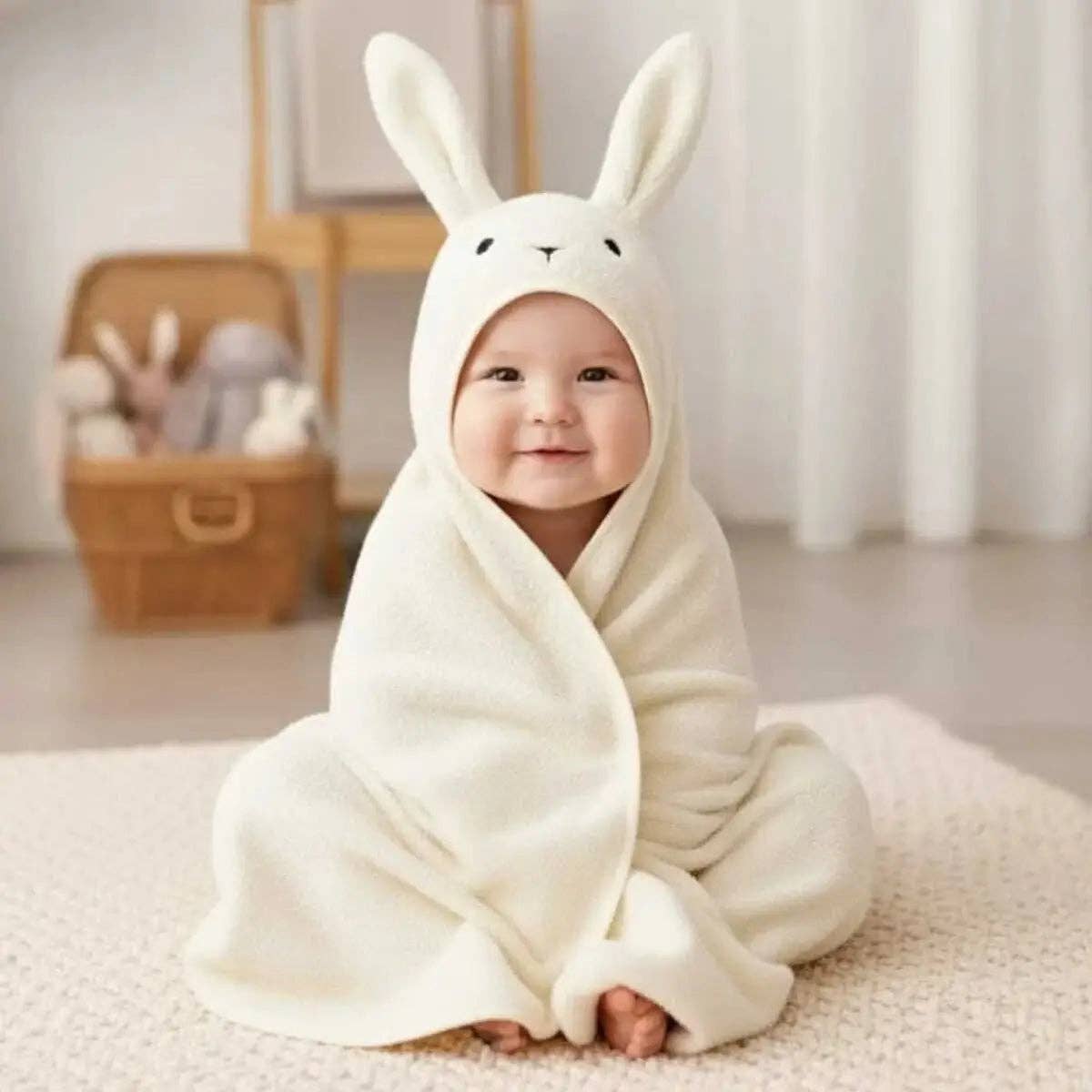 Joy Gift London - Wholesale Hooded Towel - Kids & Baby - 100% Cotton Bunny Baby Hooded Towel & Swaddle Blanket1