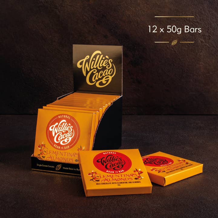 Willie's Cacao - Wholesale Chocolate Bar - Clementina's Almonds. Milk chocolate. 50g bar3