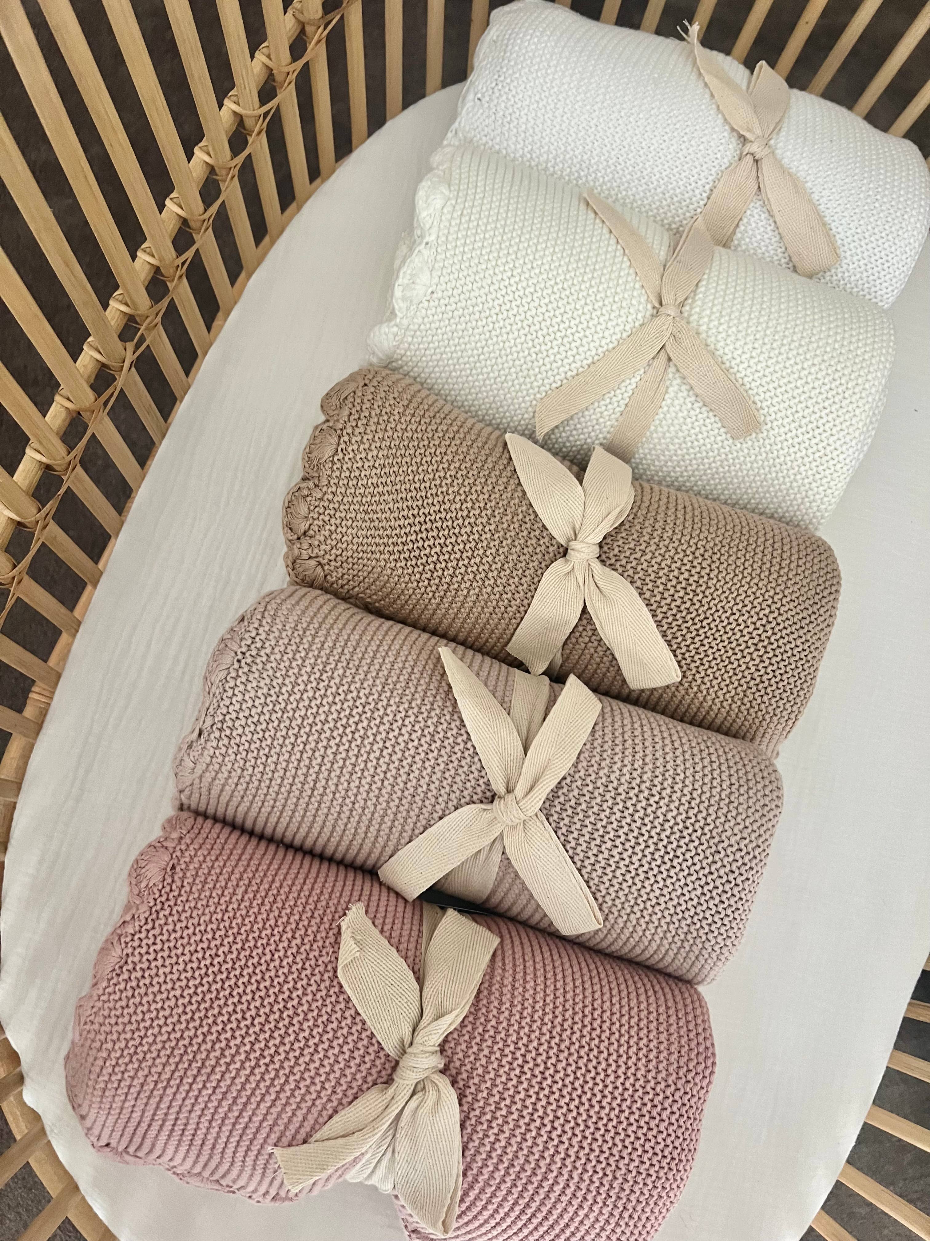 Cuddle Bug & Co – Cobertor de cama - Crianças e bebés por atacado – Mini & Me Manta de Bebê com Borda de Conchas5