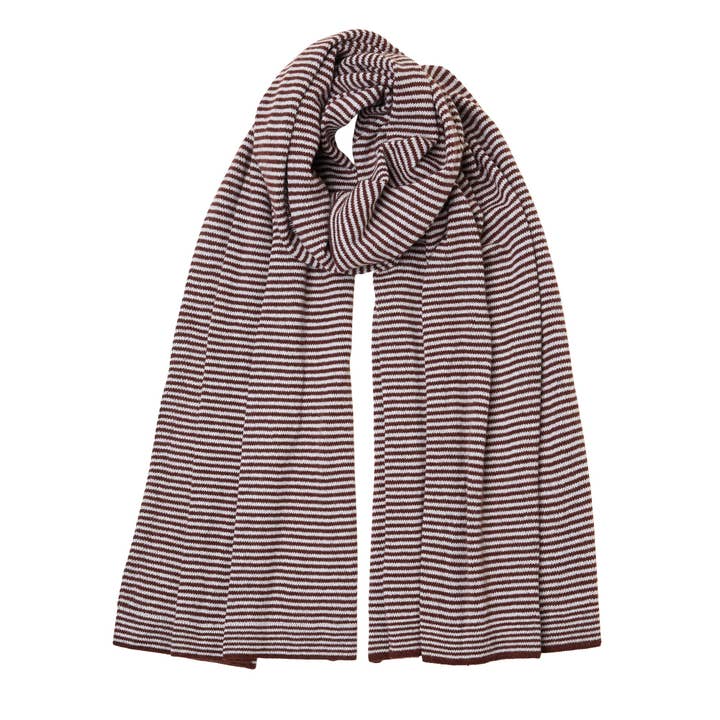Cashmere Fine Stripe Scarf - Brown/Camel for wholesale by Somerville Scarves