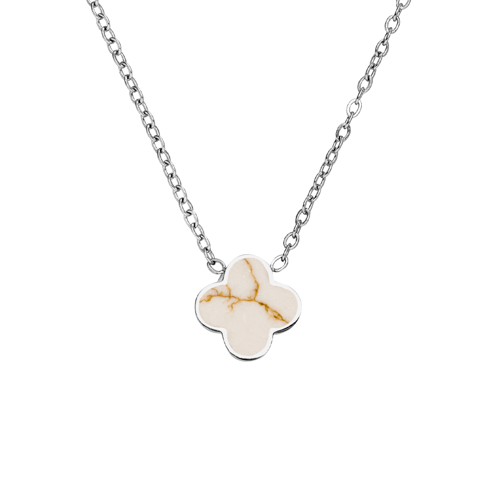 Schmuckgroßhandel – Großhandel Kette mit Anhänger/Charm – White-Gold Clover Kette | 18K vergoldet2