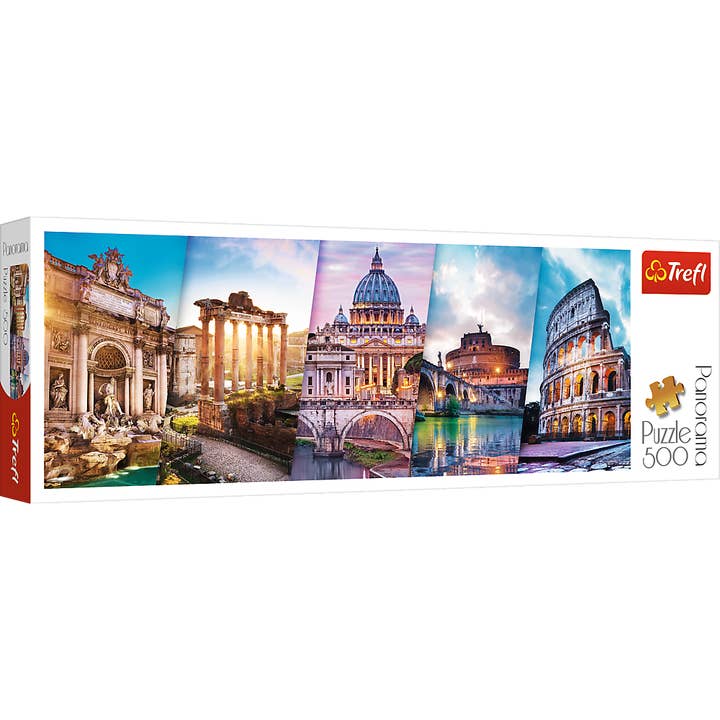 CASTORLAND by Bridge Toys - Vendita all'ingrosso Puzzle - Adulti - Puzzle Panorama da 500 pezzi, viaggio in Italia, monumenti iconici, puzzle per adulti, Trefl 29505