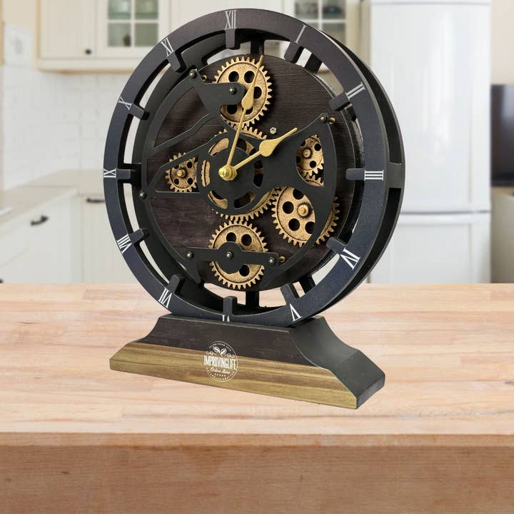 The Gears Clock - Wholesale Desk Clock - CANADA LINE DESK/WALL CLOCK 10 INCH VINTAGE BLACK15