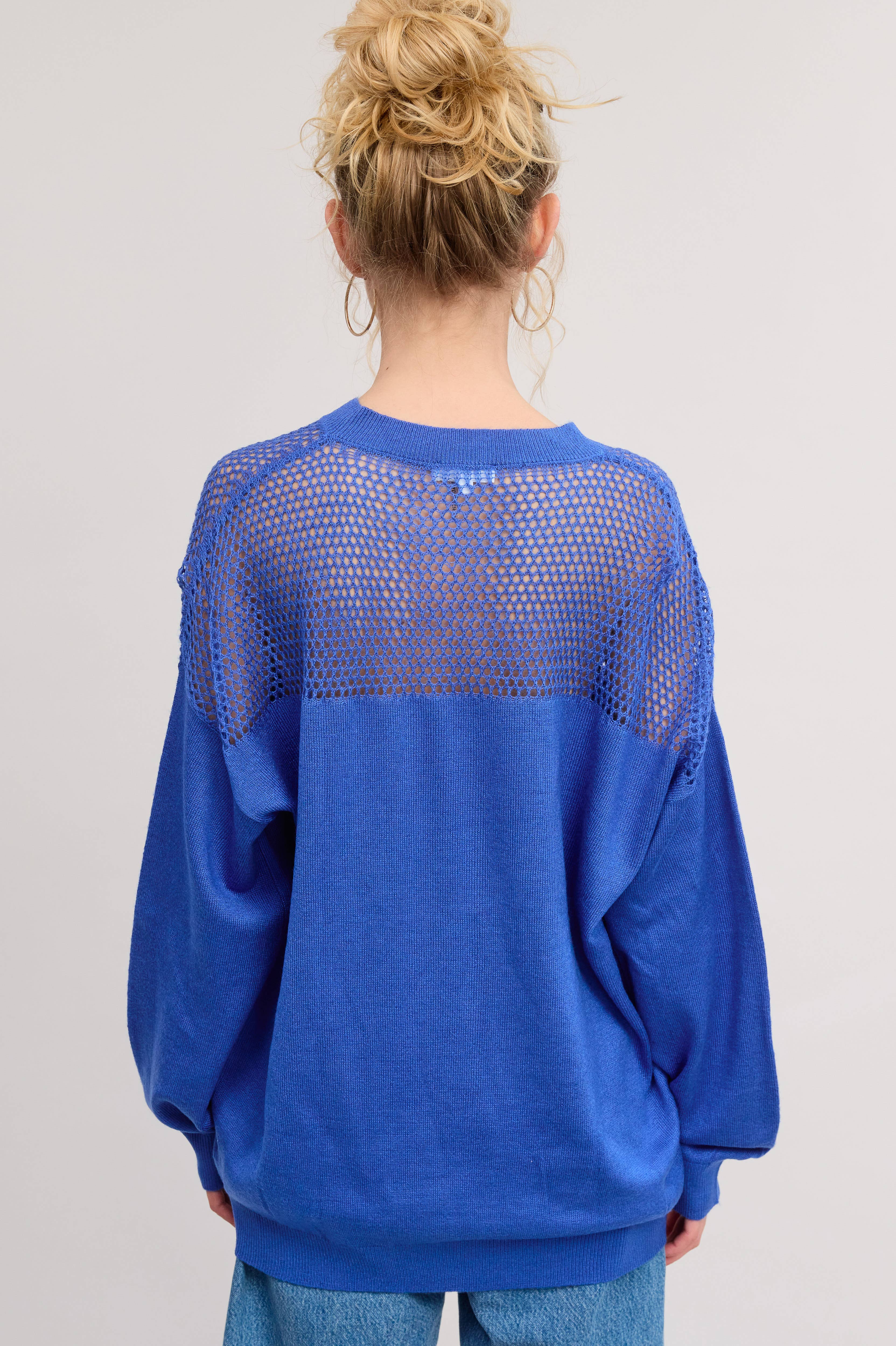 Mimosa - Wholesale Knit Sweater - Women's - Crochet Mesh Long Sleeve Knit Sweater2