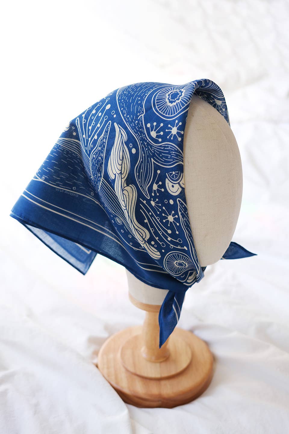 sol&mar art co. - Wholesale Bandana - Unisex - Whale, and the Ocean Bandana Scarf (Navy)7