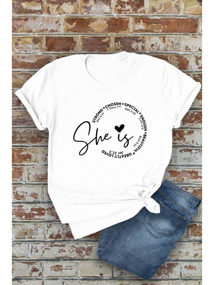 Top Avenue - Wholesale Screen Printed T-Shirt - Women's - She Is Strong Chosen Special, Unisex Round Neck T-Shirt