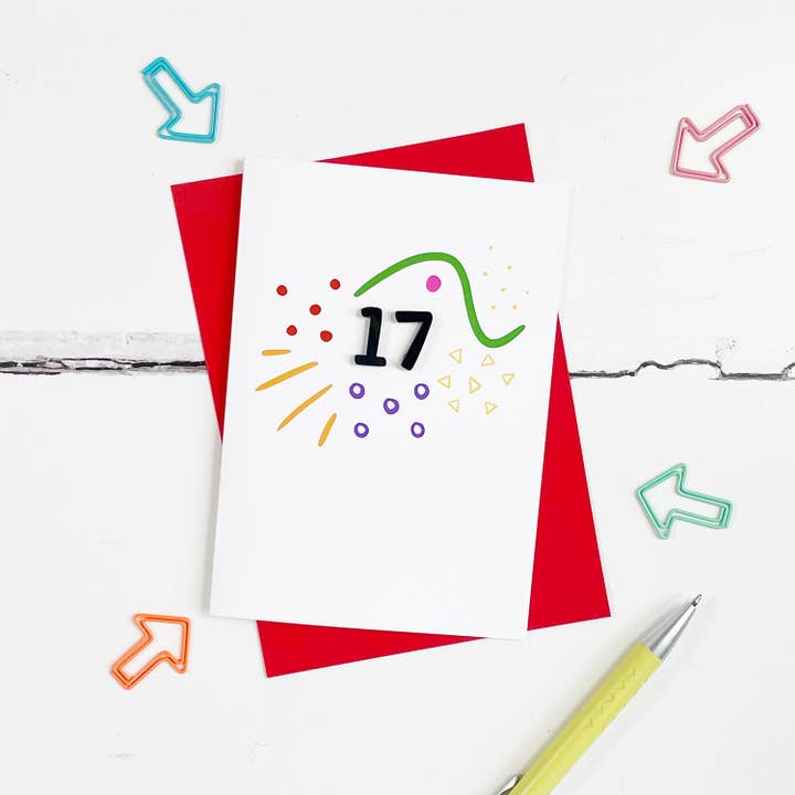 Doodle 17e verjaardag acrylkaart voor wholesale door Altered Chic