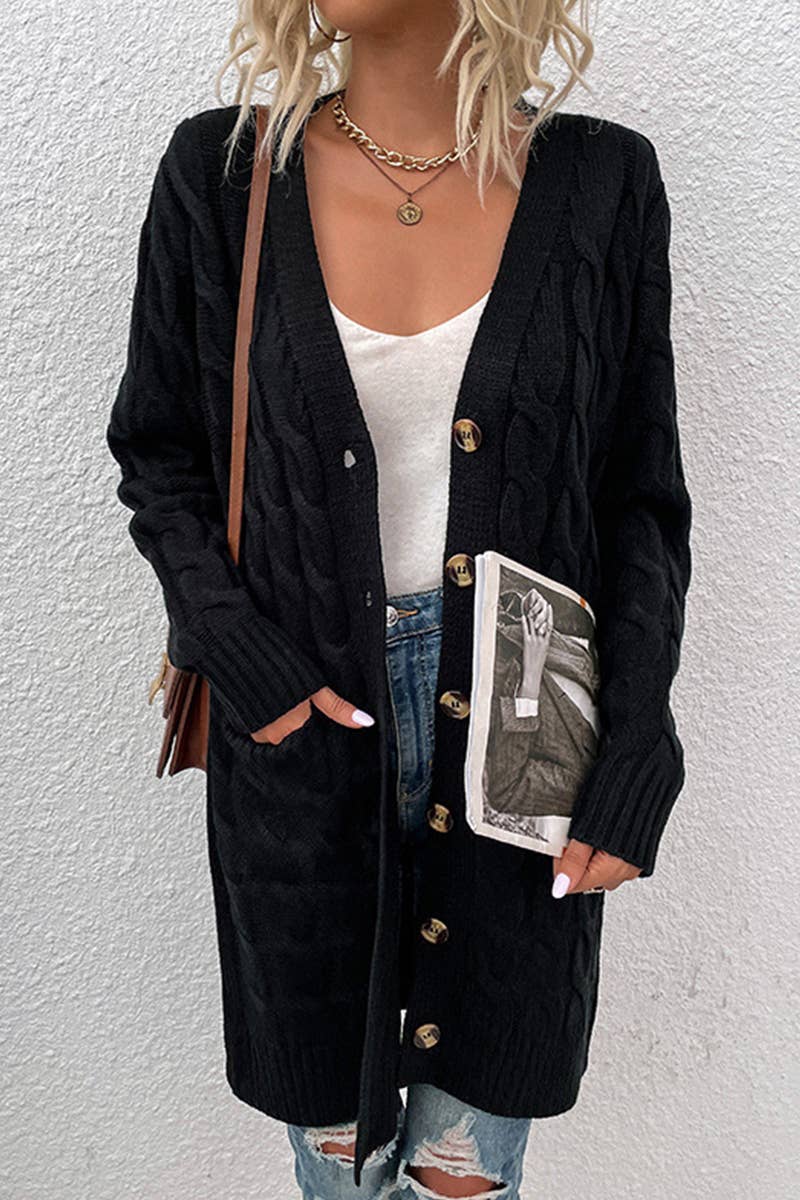 NINEXIS - Vente Cardigan – femme - Pull long à col rond à col rond CWOCAL3565