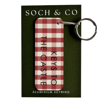 Keys to the castle gingham keyring for wholesale by soch and co