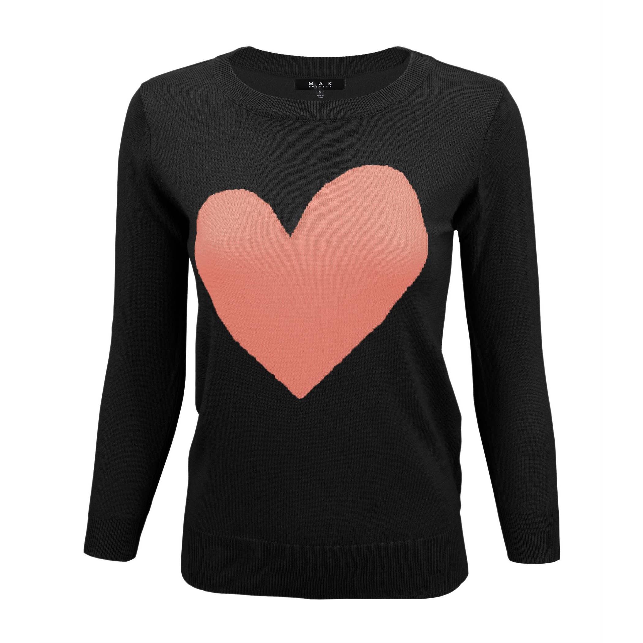 Mak – wholesale Pullovertröja - Dam – Heart Chenille Crewneck 3/4 ärm tröja MK359517