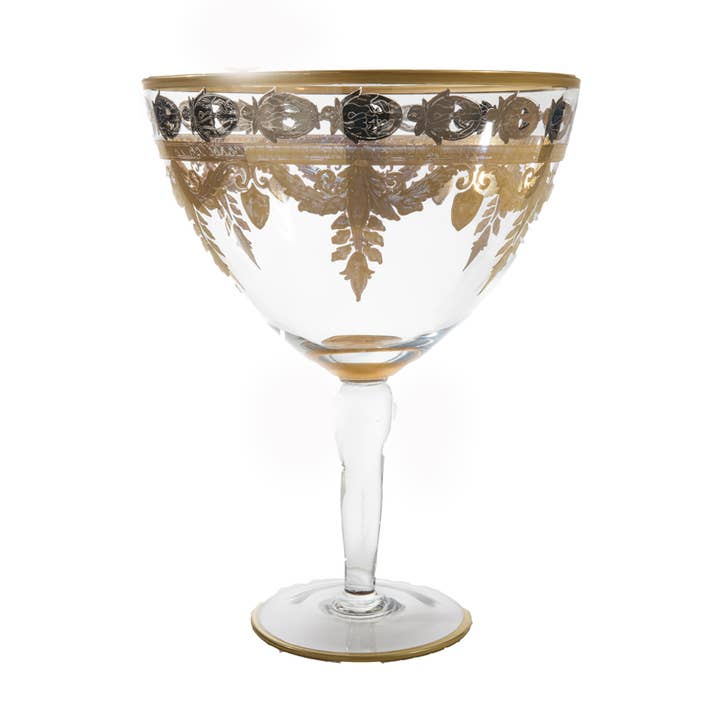 Vetro Platinum/Gold Tall Footed Compote for wholesale by Arte Italica & Crown Linen Designs