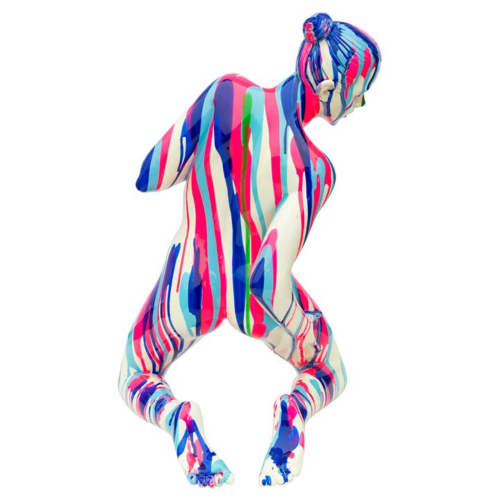 Febland - Venta al por mayor Escultura - Escultura amorosa de mujer de yoga arrodillada rosa y azul2