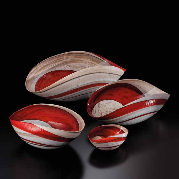 YALOS MURANO - Wholesale Decorative Plate/Dish/Bowl - Murano Glass Medium folded bowl Red1