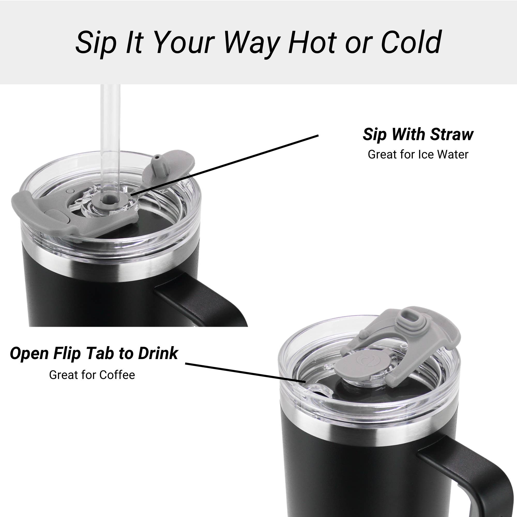 Drinco - Vendita all'ingrosso Bicchiere/tazza termica - Bicchiere termico Drinco BigSur da 40 oz e 30 oz con manico, cannuccia e coperchio flip30