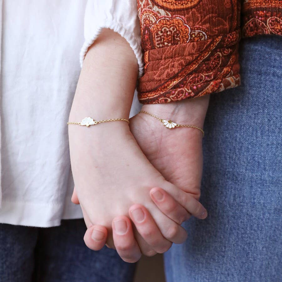 Lisa Angel - Wholesale Charm/Dangle Bracelet - Mother & Child Set of 2 Flower Bracelets in Gold2