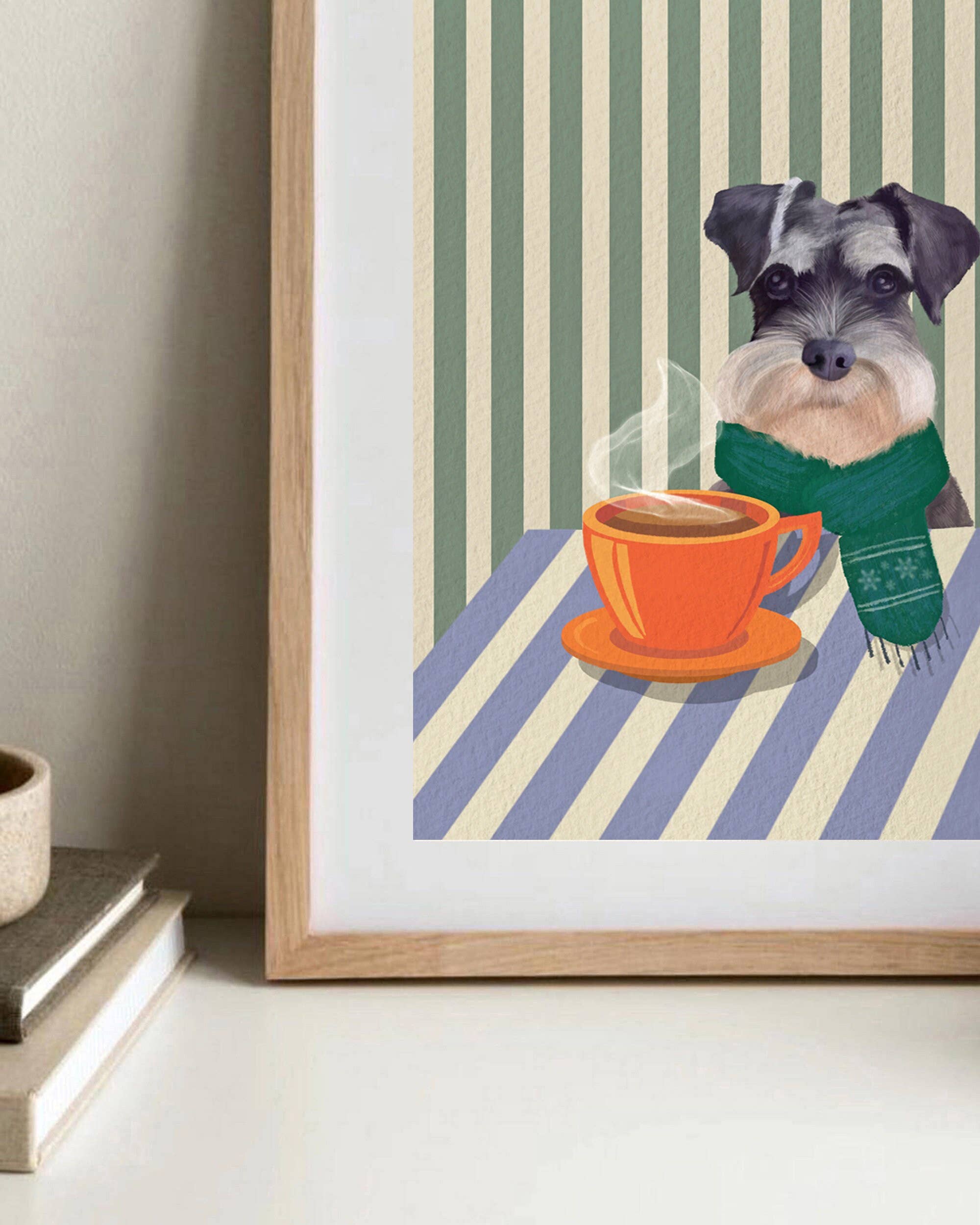 Pawssionate Art - Wholesale Art Print - Coffee Lover Schnauzer Art Print2