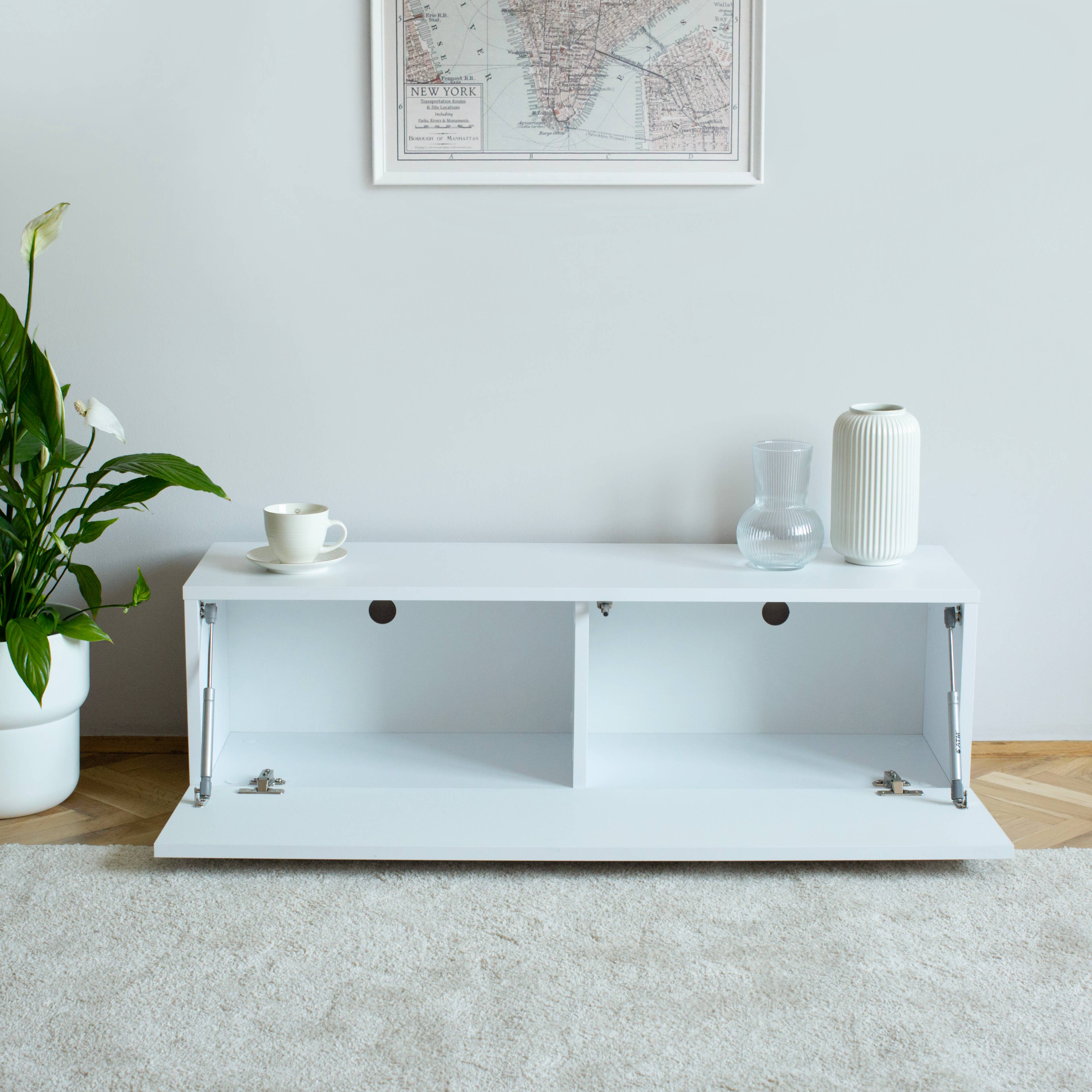 PLATAN ROOM - Wholesale Console Table - TV Cabinet TV Stand 105 cm Hanging or Standing White Gloss9