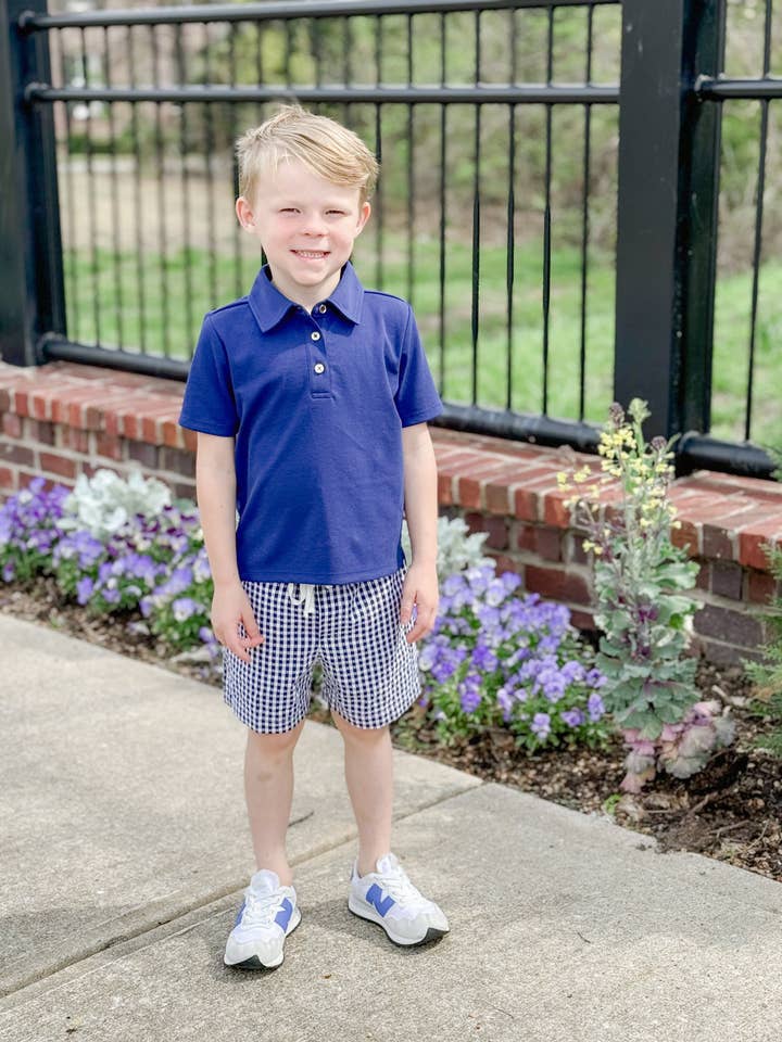 Kids Pique James Polo in Royal Navy for wholesale by Duffield Lane