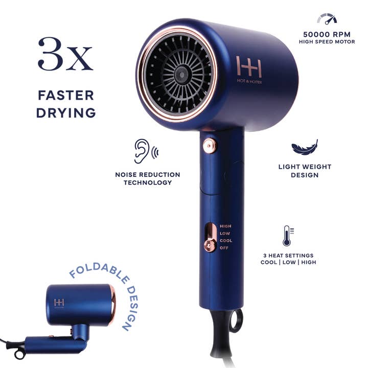 Annie International, Inc. - Wholesale Hair Dryer - Hot & Hotter Turbo 3500 Foldable Hair Dryer Blue1