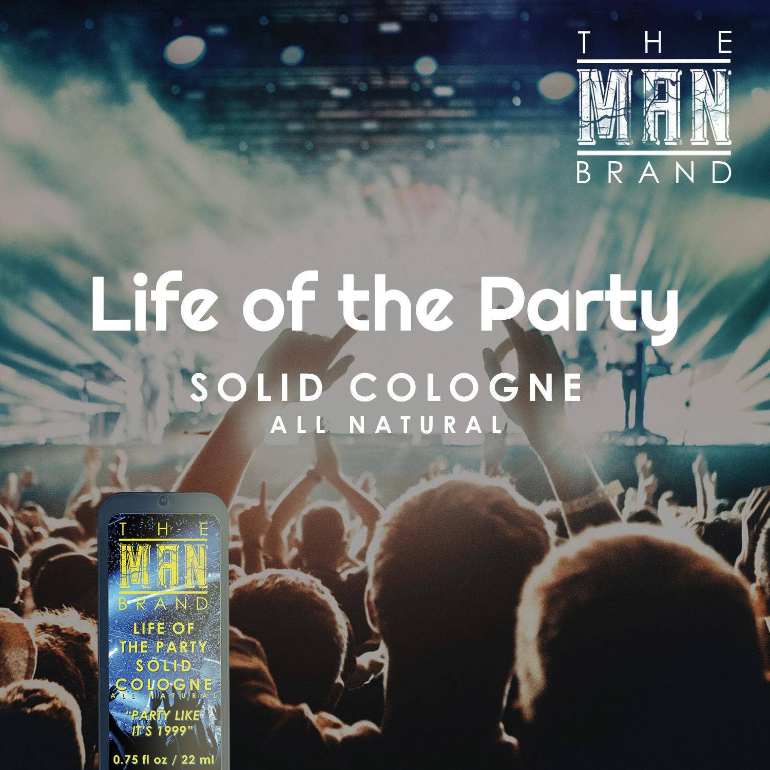 The Man Brand - Wholesale Solid Cologne - Life of the Party Solid Cologne - Vintage Slide Tin - 0.75 Ounce5