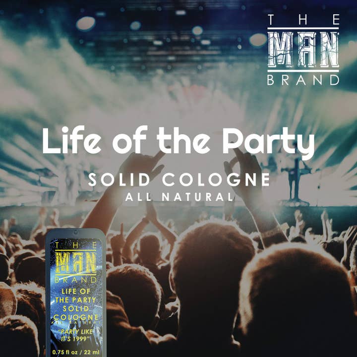 The Man Brand - Wholesale Solid Cologne - Life of the Party Solid Cologne - Vintage Slide Tin - 0.75 Ounce5