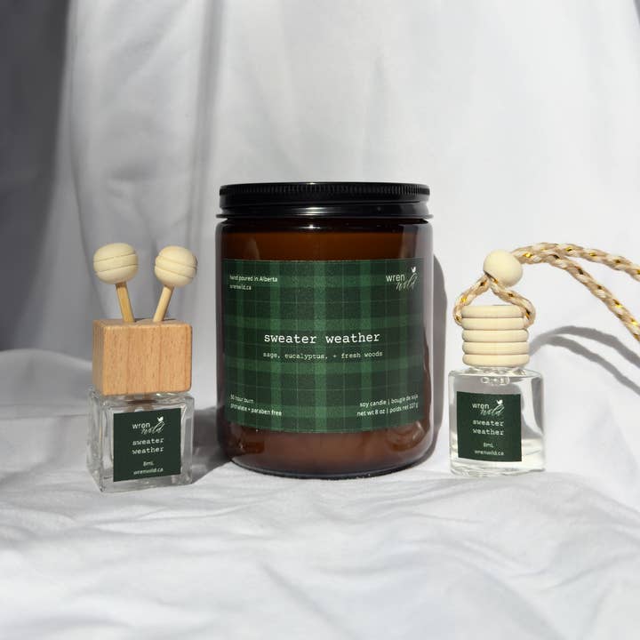 Sweater Weather | sage, eucalyptus, + fresh woods for wholesale by Wren Wild