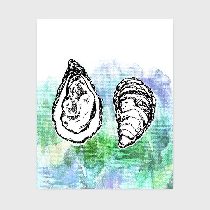 Oyster Shell Art Print, Green 8x10" for wholesale by Jeanelle Demers