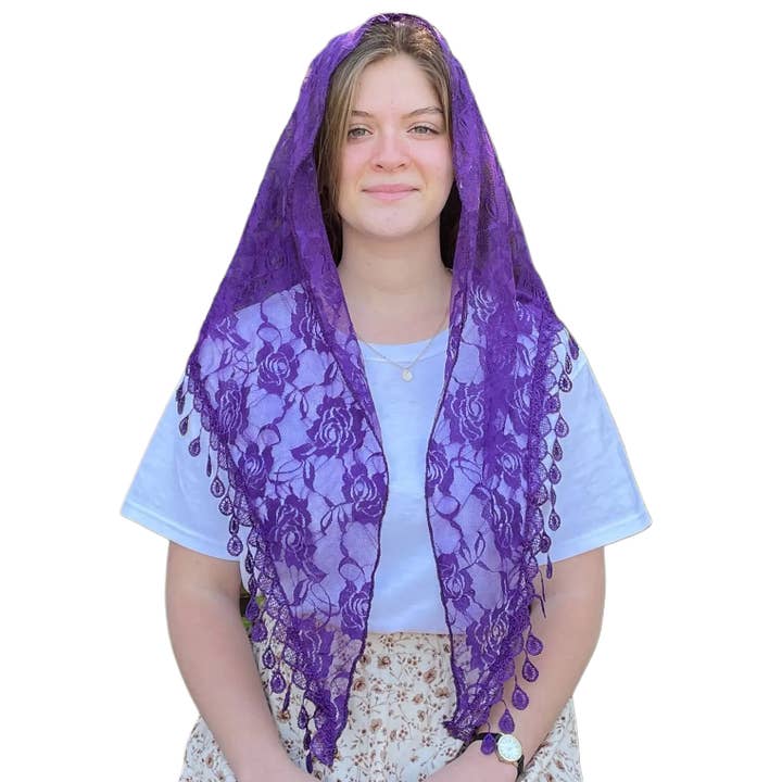 Veil ~ St. Claire of Assisi - PURPLE for wholesale by Oremus Mercy