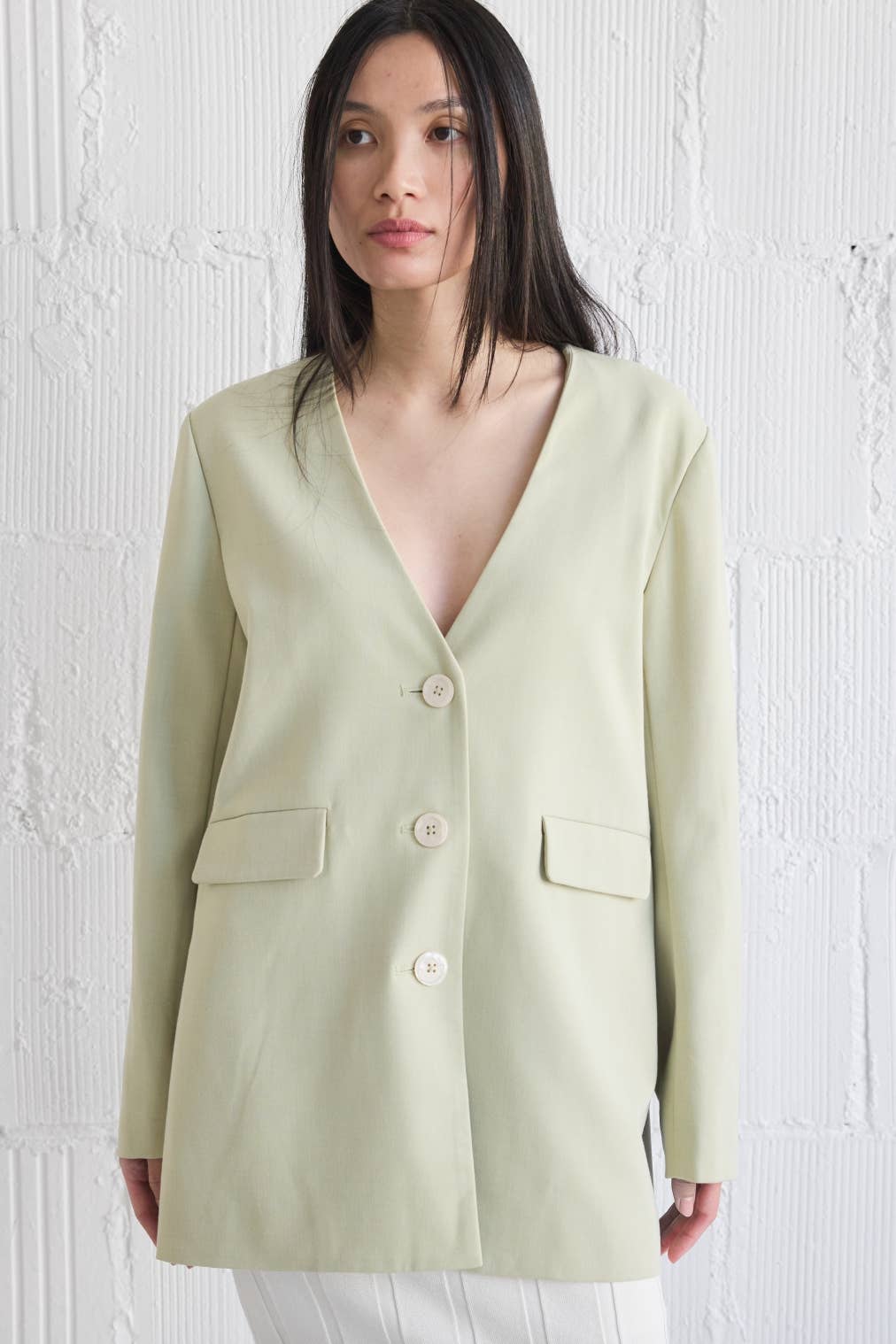 All Row - Wholesale Blazer - Women's - The Eleanor Blazer | Deep V-Neck Oversized Blazer0