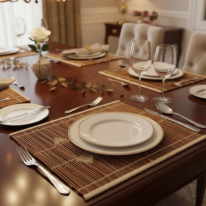 Shebobo – wholesale Bordstablett – Baraka fyrkantiga underlägg och bordsunderlägg av vass och raffia.3