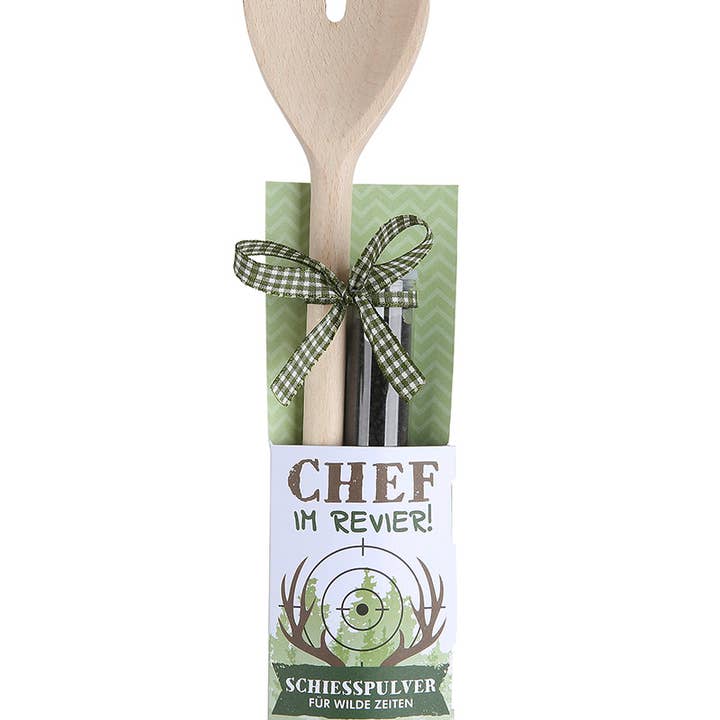 Gilde Handwerk Macrander GmbH & Co. KG - Wholesale Kitchen Spoon - wooden cooking spoon+black salt VE 6